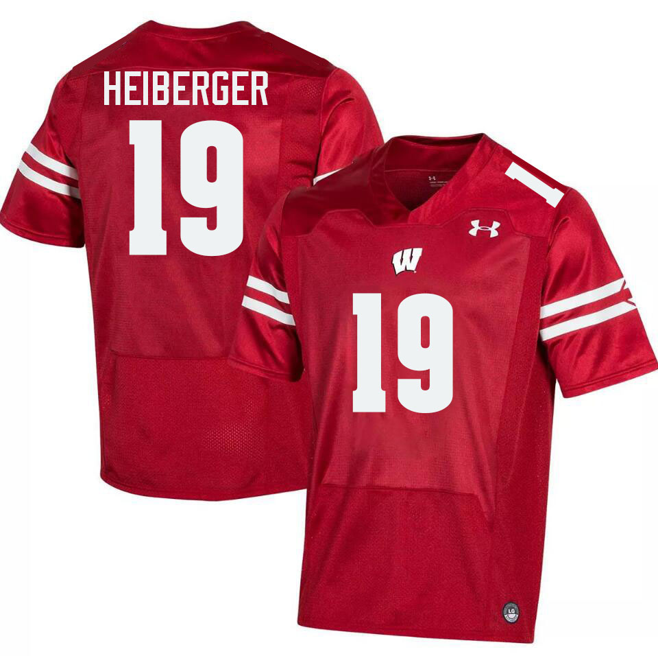 Men #19 Thomas Heiberger Wisconsin Badgers College Football Jerseys Stitched-Red